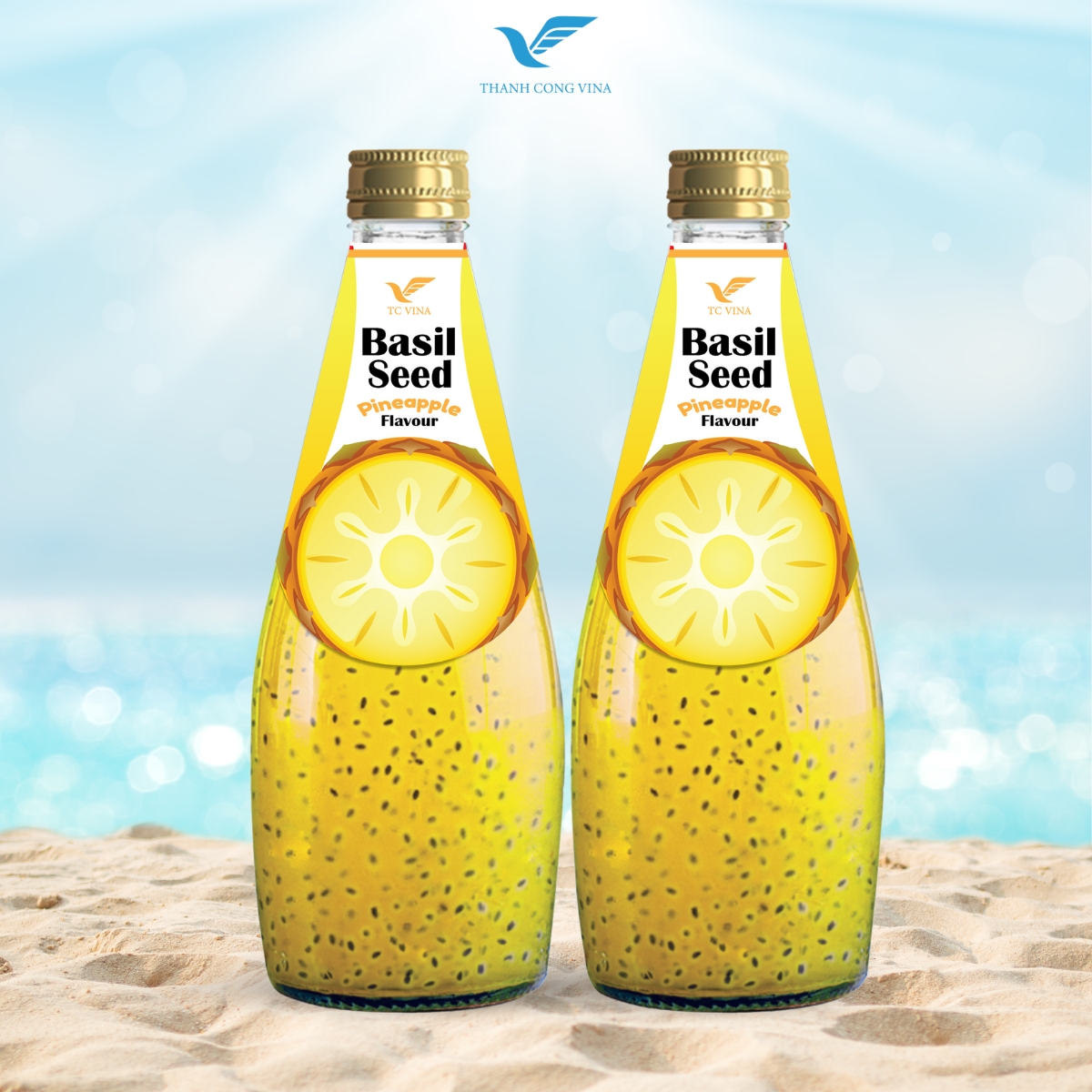 Basil Seeds Drink With Pineapple