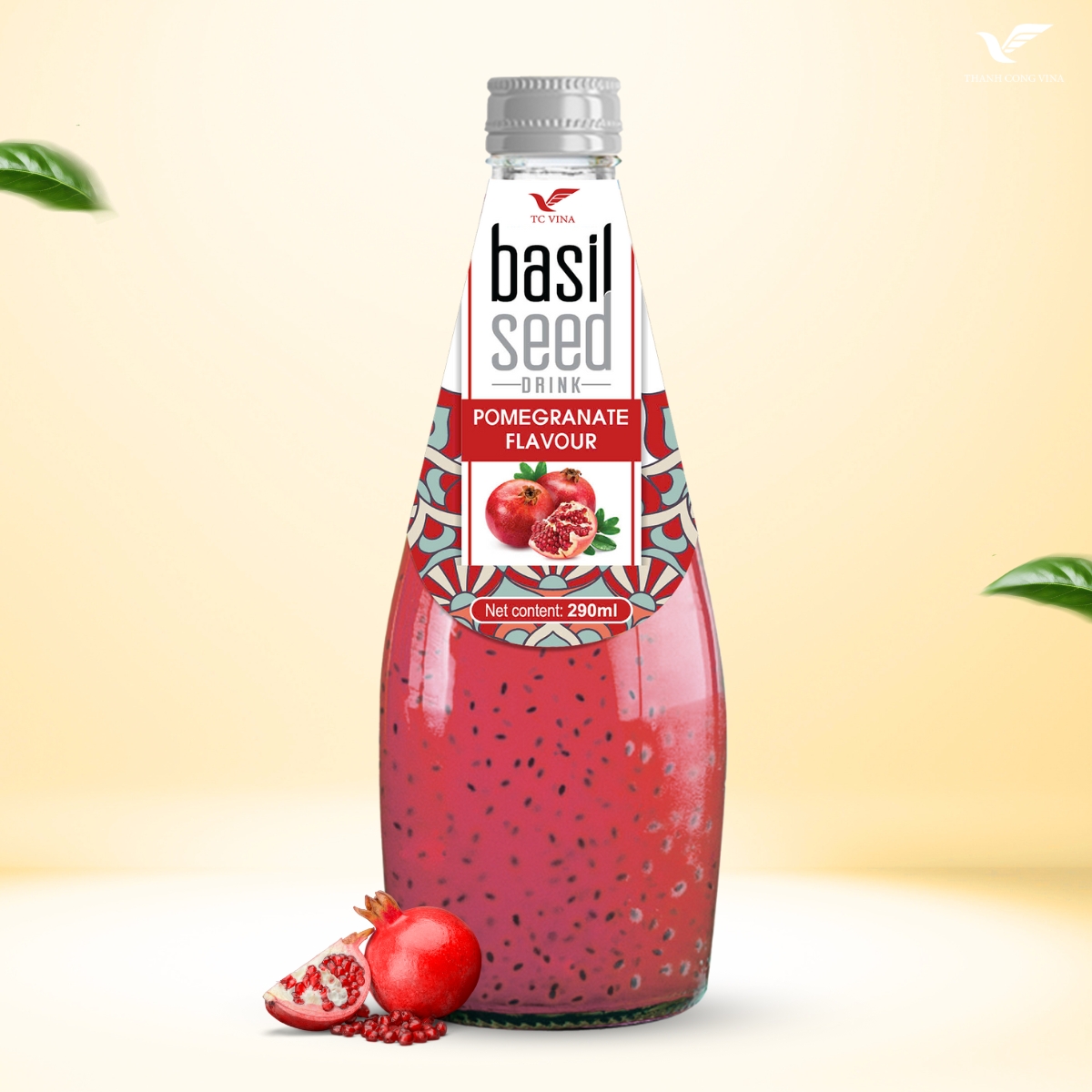Basil Seeds Drink With Pomegranate