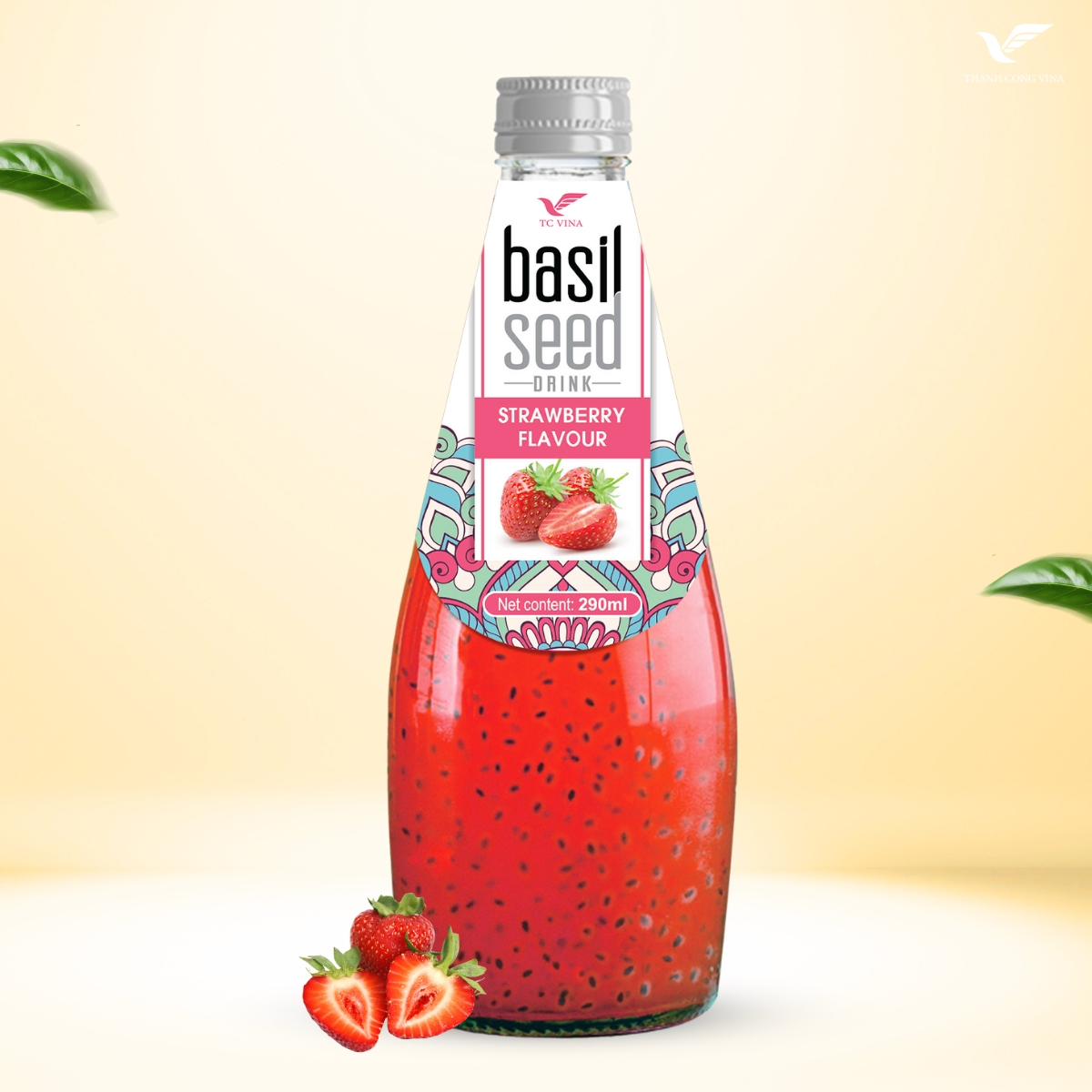Basil Seeds Drink With Strawberry