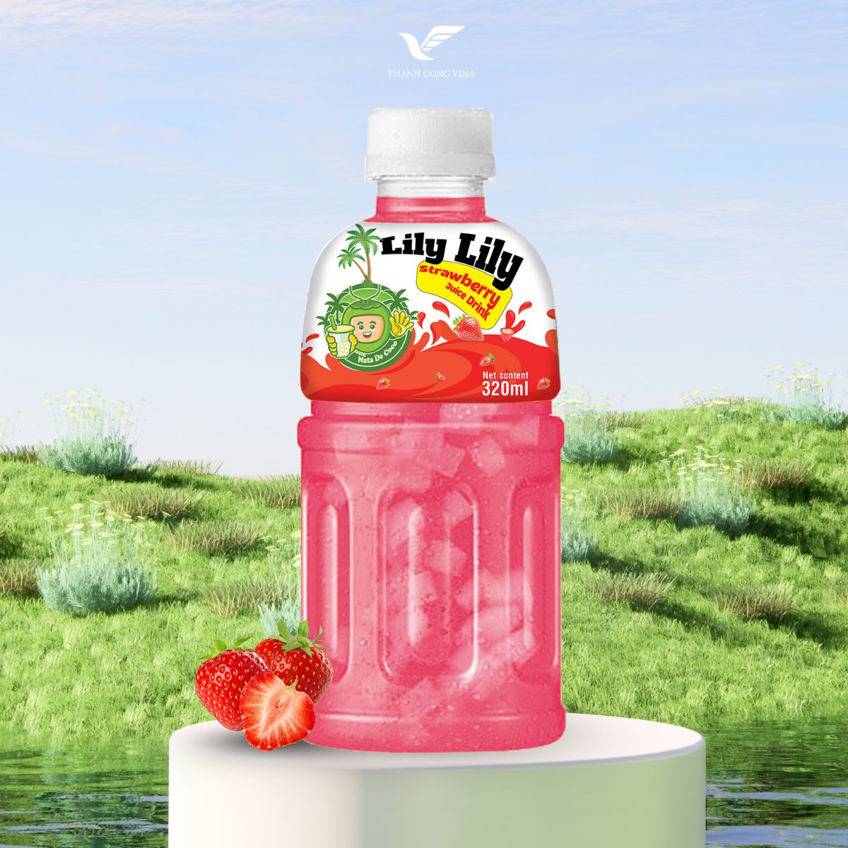 Strawberry Juice With Nata De Coco