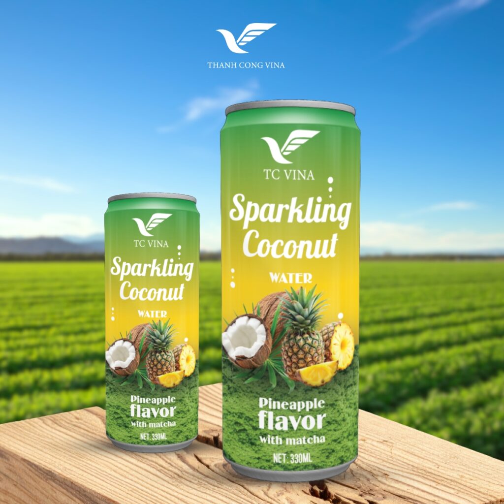 330ml Sparkling Coconut water Pineapple Flavor with Matcha