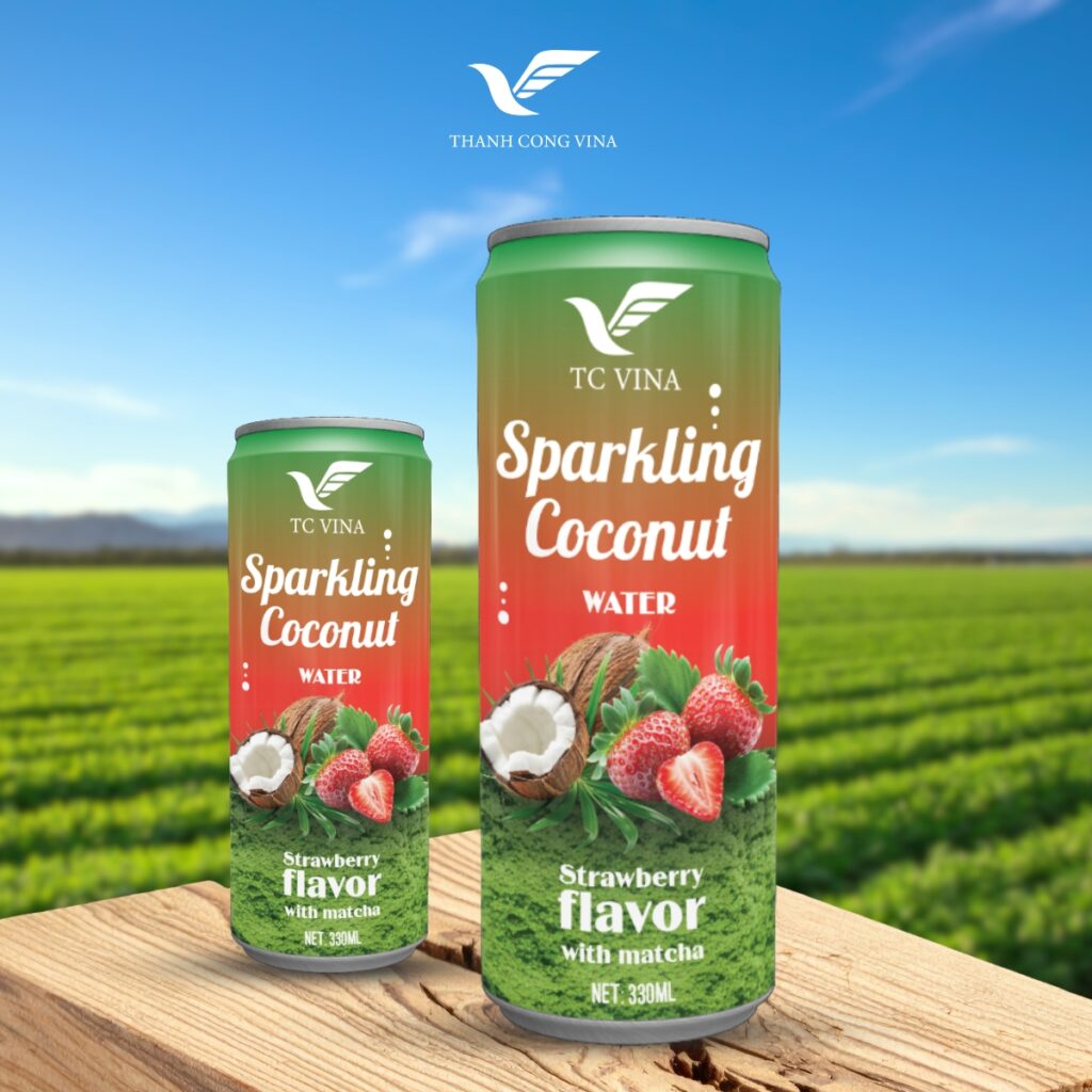 330ml Sparkling Coconut water Strawberry Flavor with Matcha