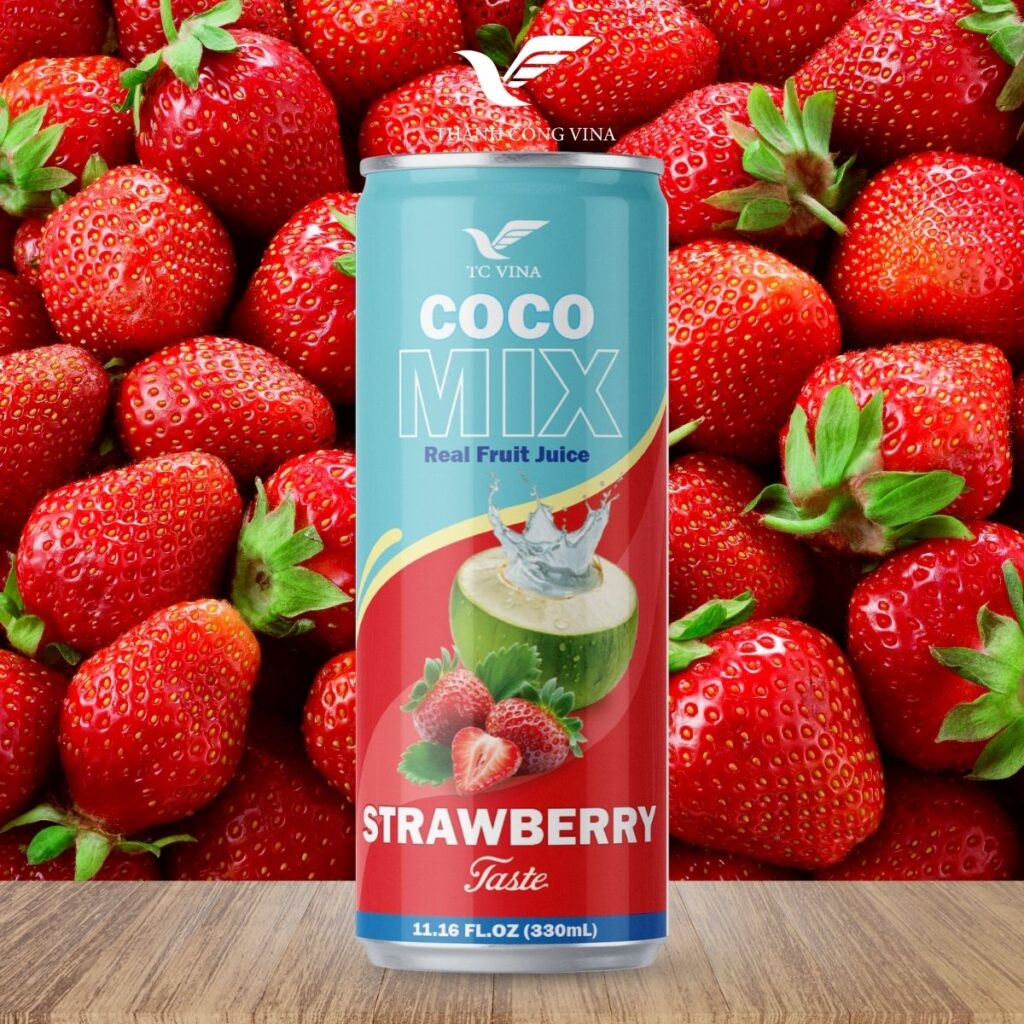 330ml TCVINA Coconut Water with Real Strawberry Juice