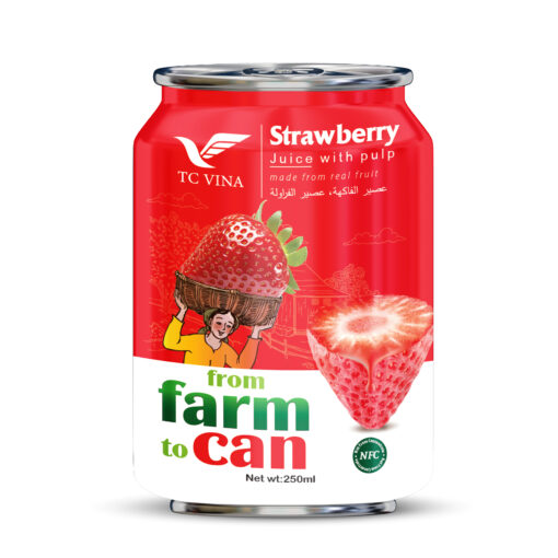 250ml TCVINA Canned Strawberry Juice Drink NFC