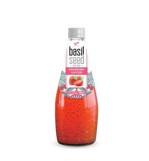 290ml TCVINA Basil Seeds Drink With Strawberry Juice