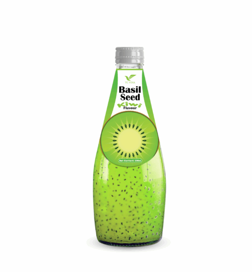 290ml TCVINA Glass Bottle Basil Seeds Drink With Kiwi