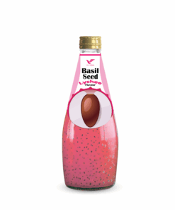 290ml TCVINA Glass Bottle Basil Seeds Drink With Lychee