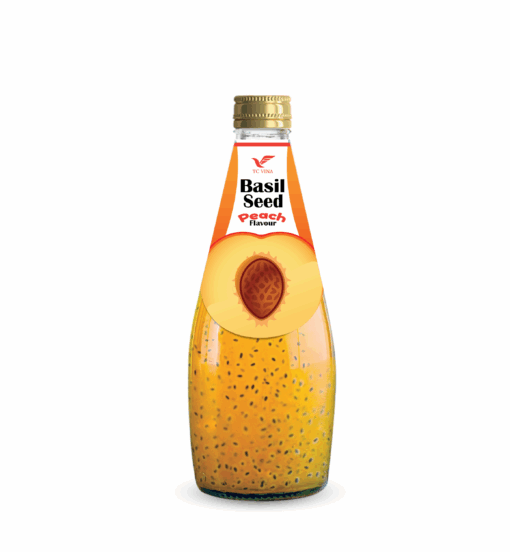 290ml TCVINA Glass Bottle Basil Seeds Drink With Peach