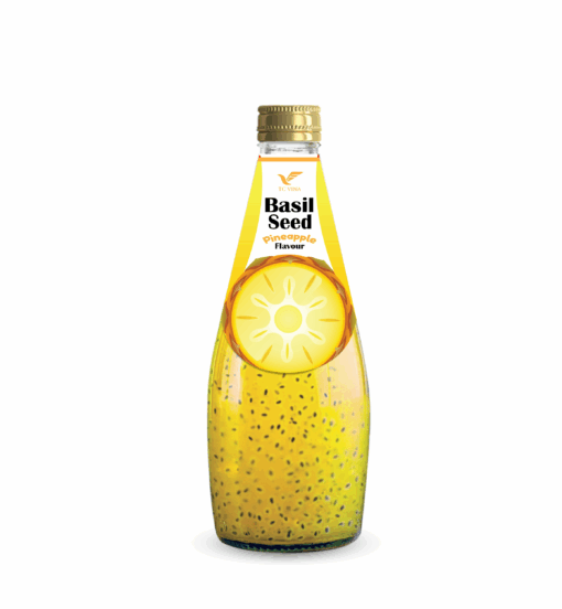 290ml TCVINA Glass Bottle Basil Seeds Drink With Pineapple