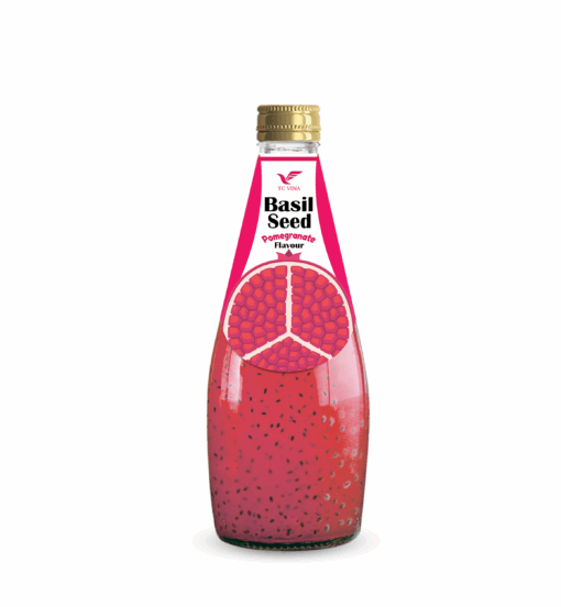 290ml TCVINA Glass Bottle Basil Seeds Drink With Pomegranate