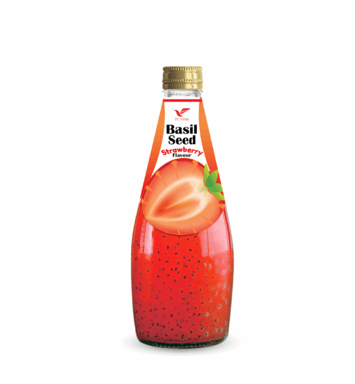 290ml TCVINA Glass Bottle Basil Seeds Drink With Strawberry