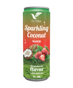 TCVINA 330ml Sparkling Coconut Water Strawberry Flavor with Matcha